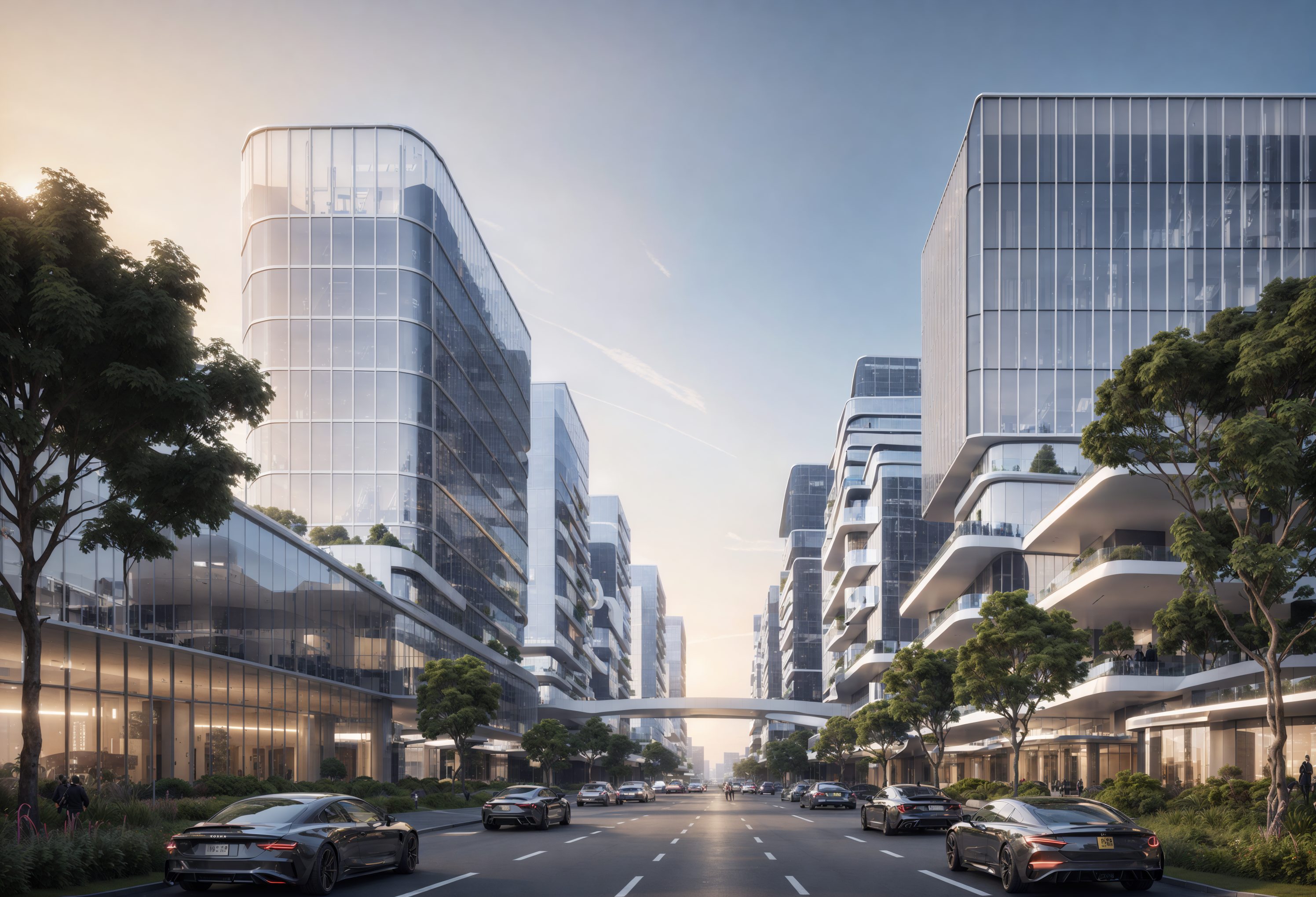 00010-436524231-group of office building, cultural building, high-rise, Office Podium, modern style, futuristic style, straight form, Curve form.png